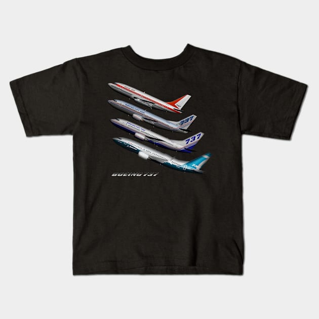 737 Generations Kids T-Shirt by Caravele